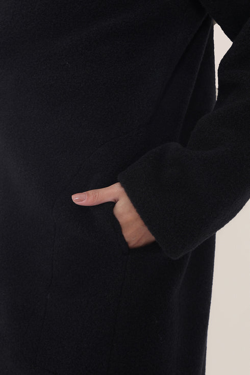 Short coat in furry wool blend